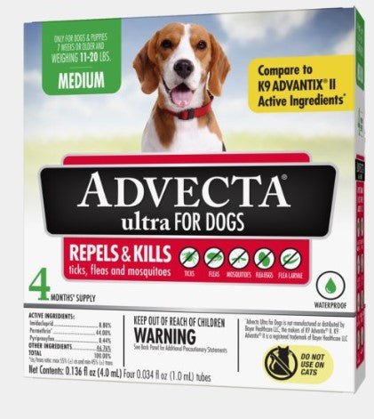Advecta Ultra Flea Tick Protection for Dogs 11-20 Lbs Month